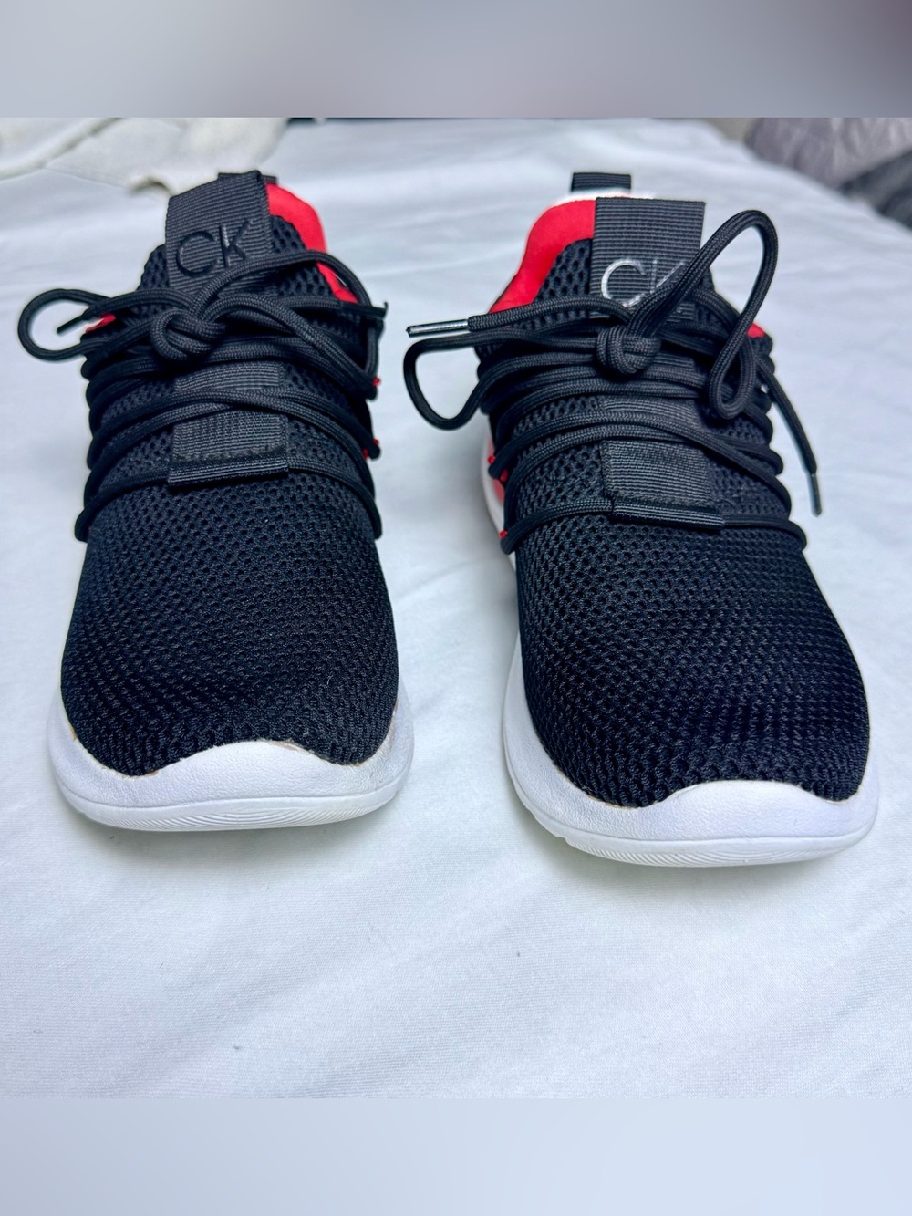 Calvin Klein Black and Red Knit Athletic Sneakers